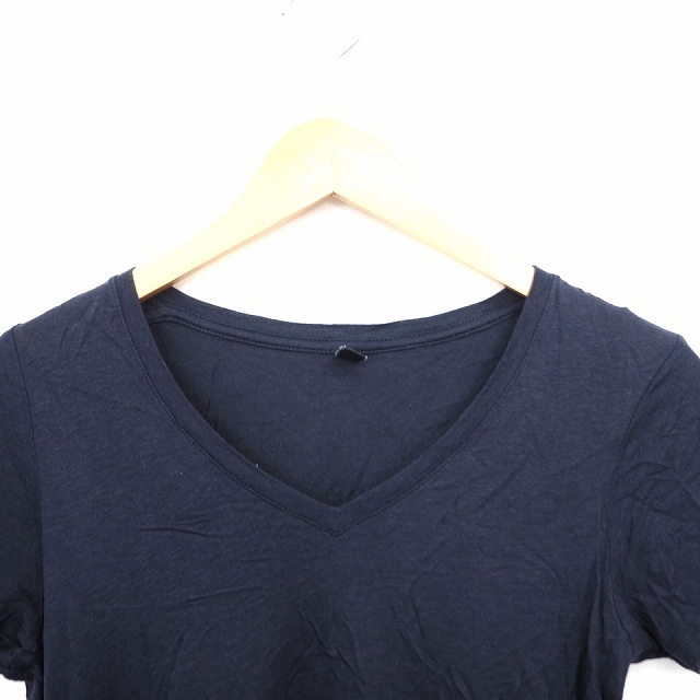 ユニクロ UNIQLO Tシャツ カットソー 無地 シンプル Vネック 半袖 S ネイビー 紺 /MT8 レディース_画像4