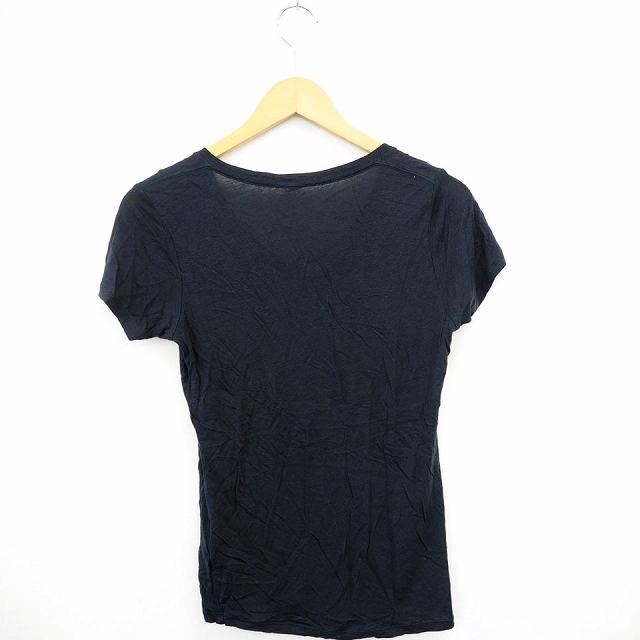 ユニクロ UNIQLO Tシャツ カットソー 無地 シンプル Vネック 半袖 S ネイビー 紺 /MT8 レディース_画像2