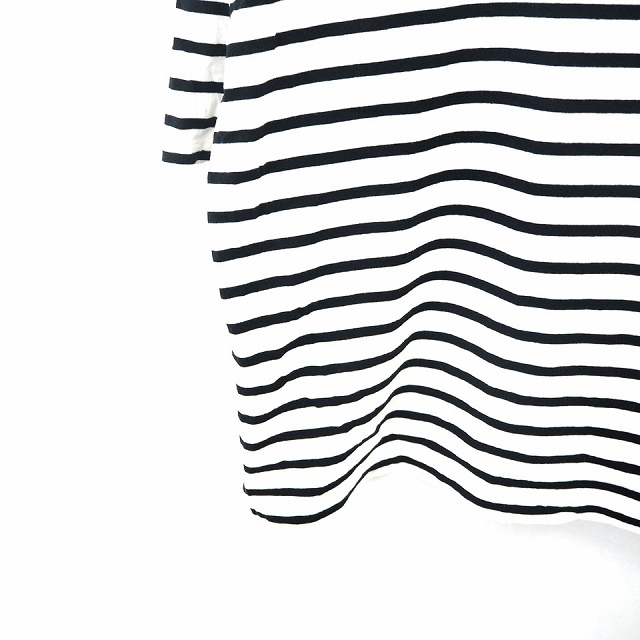 スタディオクリップ Studio Clip Tシャツ カットソー ボーダー しましま 丸首 七分袖 コットン 綿 M ホワイト ブラック 白 黒 /MT8の画像6