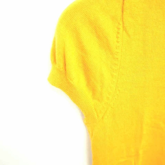  Jusglitty JUSGLITTY knitted sweater ound-necked plain simple short sleeves mustard Karashi color mustard /TT45 lady's 
