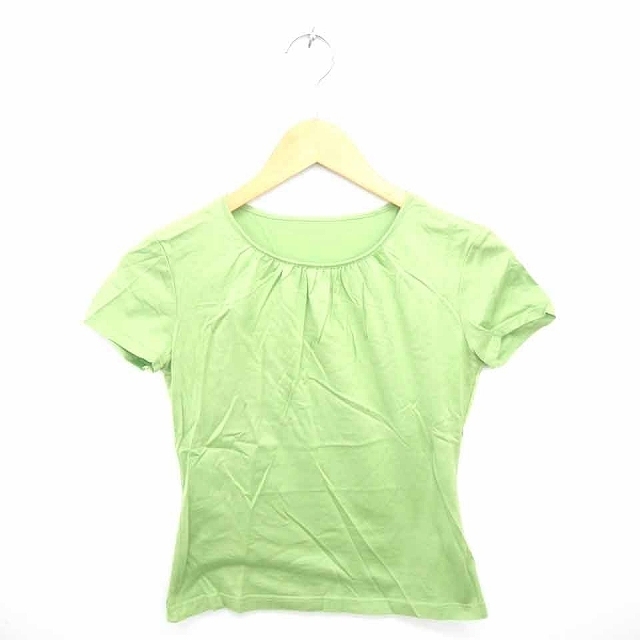 ハロッズ Harrods Tシャツ カットソー ボートネック 無地 シンプル 綿 コットン 半袖 緑 グリーン /TT44 レディース_画像1