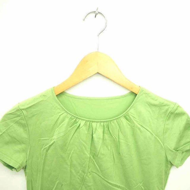 ハロッズ Harrods Tシャツ カットソー ボートネック 無地 シンプル 綿 コットン 半袖 緑 グリーン /TT44 レディース_画像4
