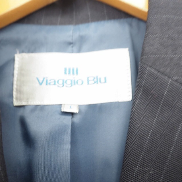 ビアッジョブルー Viaggio Blu ジャケット アウター テーラード ストライプ ノッチドラペル 長袖 ウール混 シルク混 1 ネイビー 紺_画像3