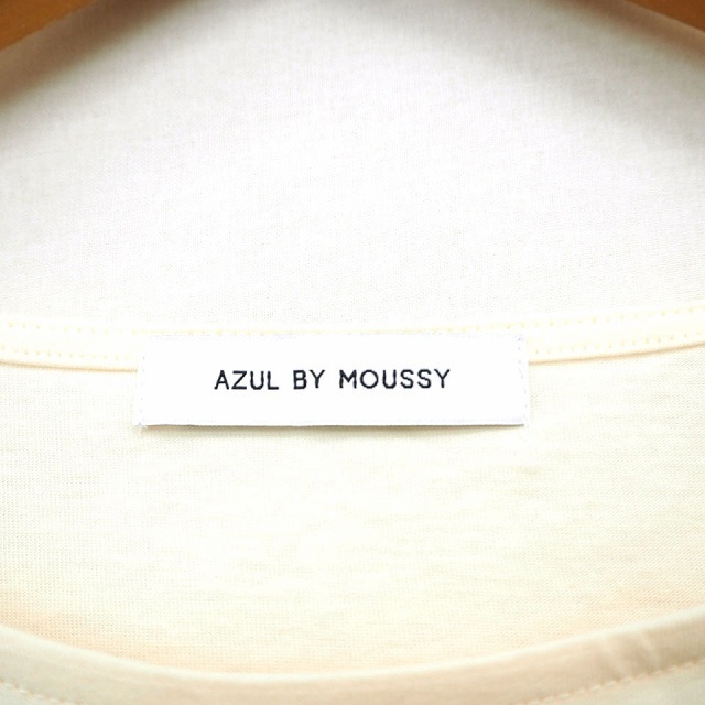 アズールバイマウジー AZUL by moussy Tシャツ カットソー 無地 シンプル 丸首 フレンチスリーブ コットン 綿 S アイボリー /MT39_画像3