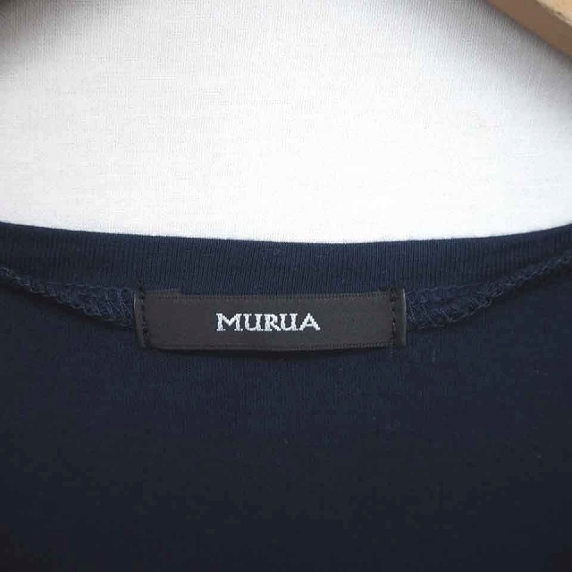ムルーア MURUA Tシャツ カットソー Vネック 無地 シンプル 綿 コットン 半袖 F 紺 ネイビー /TT35 レディース_画像3