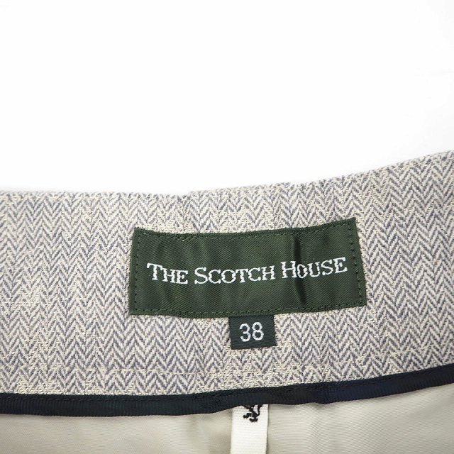 ザ スコッチ ハウス The Scotch House パンツ ボトムス ハーフ 総柄 シンプル ひざ丈 麻 リネン 38 グレー 灰 /MT39 レディース_画像3