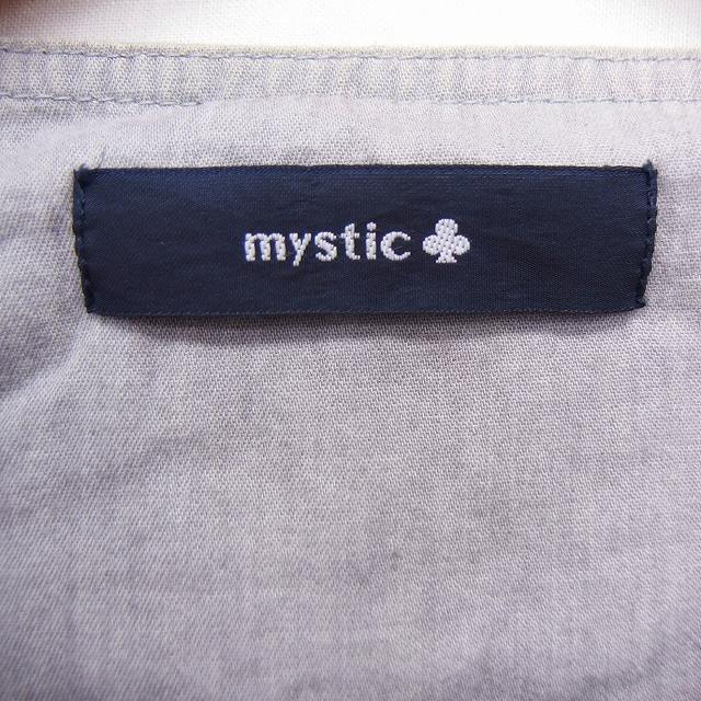 ミスティック mystic ブルゾン ジャケット アウター ノーカラー 半袖 無地 コットン 綿 F グレー /FT7 レディース_画像3