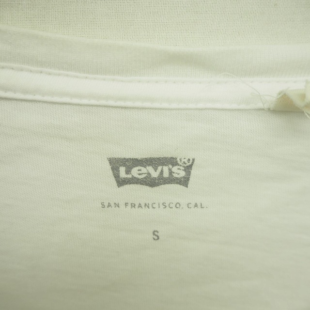リーバイス Levi's Tシャツ カットソー ボックスロゴ 丸首 薄手 綿 コットン 半袖 S 白 赤 ホワイト レッド /TT12 レディース_画像3
