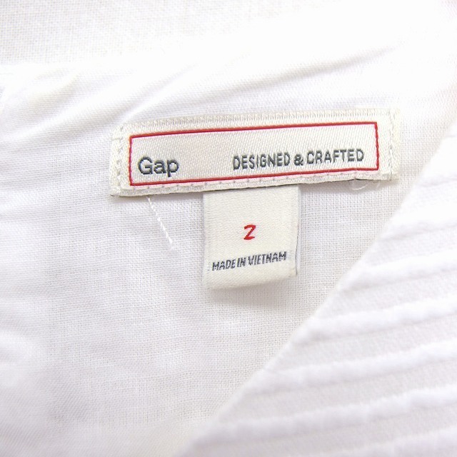 ギャップ GAP ワンピース ボーダー フレア Vネック ノースリーブ ひざ丈 コットン 綿 2 ホワイト 白 /FT2 レディース_画像3