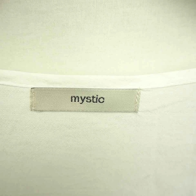ミスティック mystic シャツ ブラウス ノーカラー 薄手 透け感 半袖 白 薄茶 ホワイト ベージュ /TT39 レディース_画像3