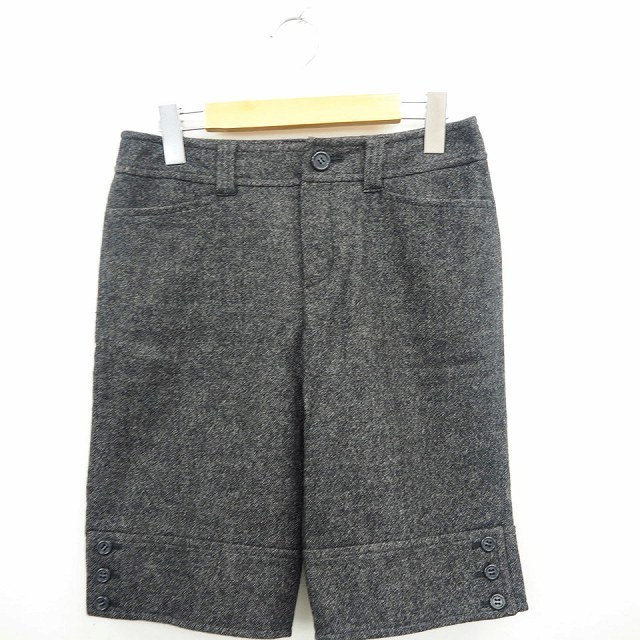 eni.s.senisisanySiS pants half total pattern simple knee height wool wool 2 dark gray /MT53 lady's 