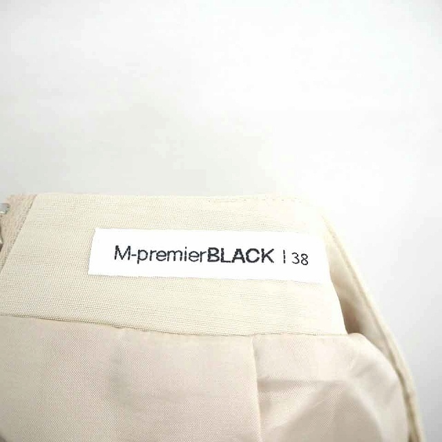 エムプルミエ ブラック M-Premier BLACK スカート フレア 膝下丈 薄手 無地 バックジップ 38 ベージュ 薄茶 /TT34 レディース_画像3