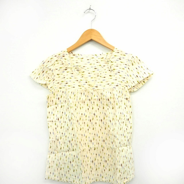  Gaminerie gaminerie рубашка блуза общий рисунок V шея French рукав хлопок хлопок 2 желтый Brown желтый чай /MT11 женский 