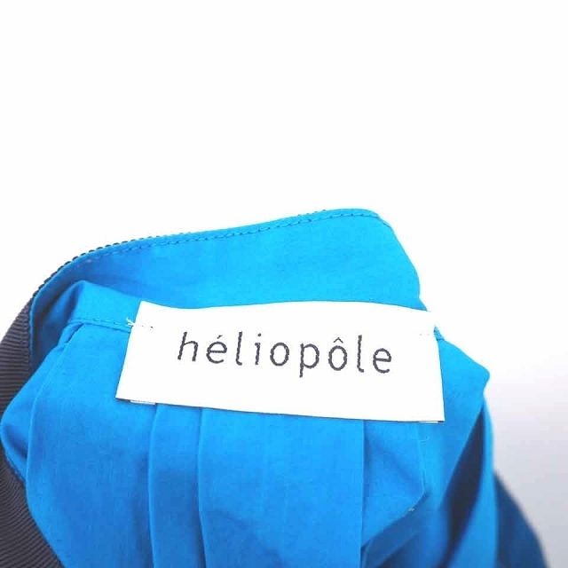 エリオポール heliopole スカート フレア ひざ丈 サイドボタン 切りっぱなし 薄手 綿 コットン 34 青 ブルー /TT14 レディース_画像3