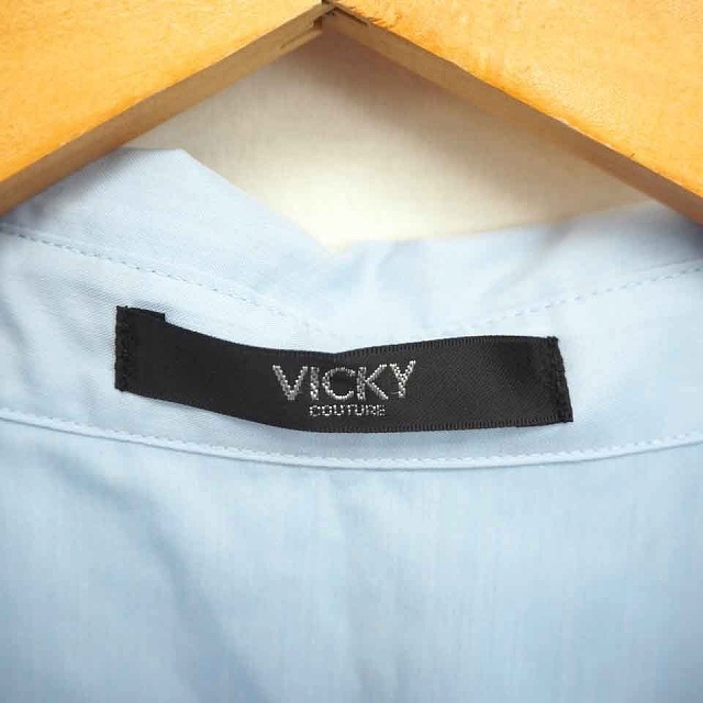 ビッキー VICKY シャツ ブラウス ドレープ プルオーバー 薄手 無地 シンプル 長袖 2 水色 ライトブルー /TT13 レディース_画像3
