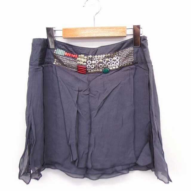 クーカイ KOOKAI スカート 装飾 台形 ミニ シフォン 36 グレー 灰 /FT28 レディース_画像1