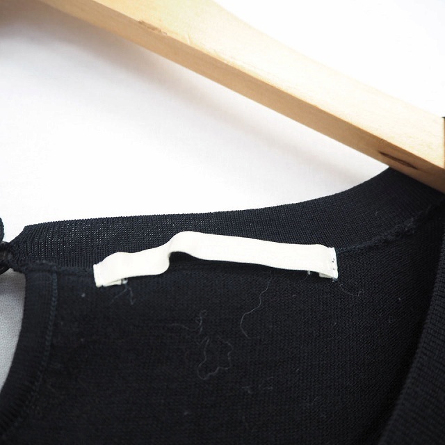 ノーリーズ Nolley's ニット セーター リブ 無地 シンプル 丸首 五分袖 ウール 38 ブラック 黒 /MT43 レディース_画像3