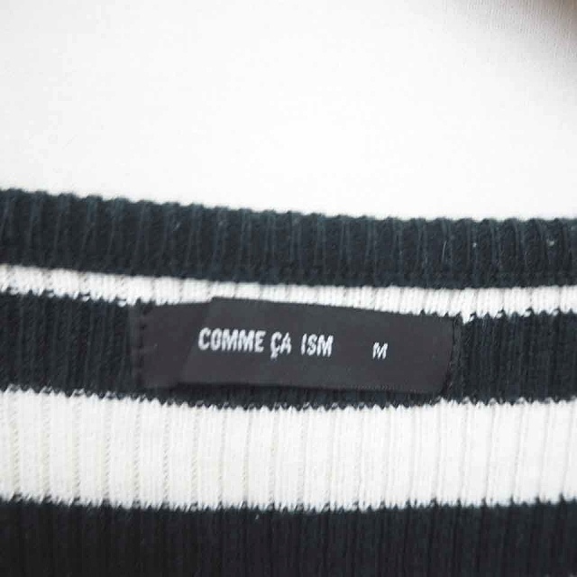  Comme Ca Ism COMME CA ISM knitted sweater border ound-necked cotton cotton 7 minute sleeve M ivory dark green green /TT43 lady's 