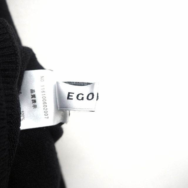  Egoist EGOIST knitted sweater rib plain simple V neck long sleeve black black /MT34 lady's 