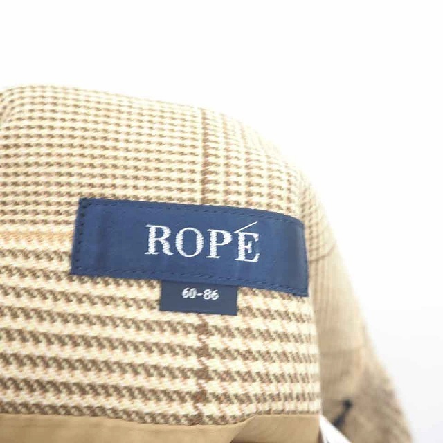 ロペ ROPE スカート タイト ラップ 巻き ひざ丈 チェック ベルト装飾 ウール 60-86 ベージュ ブラウン 茶 /TT4 レディース_画像3