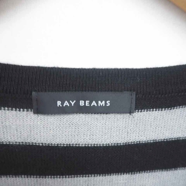 レイビームス Ray Beams ニット セーター 丸首 ボーダー ウール 長袖 グレー ブラック 黒 /TT12 レディース_画像3