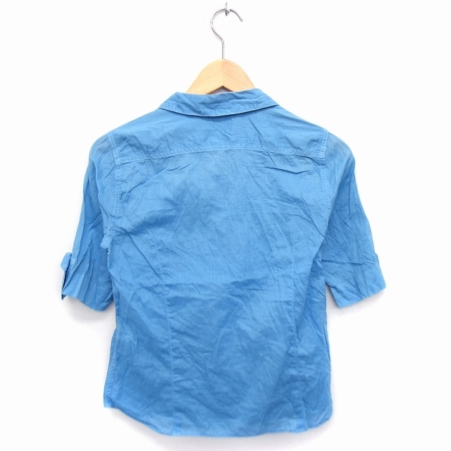  Zucca zucca рубашка блуза короткий рукав одноцветный хлопок хлопок M синий blue /FT14 женский 