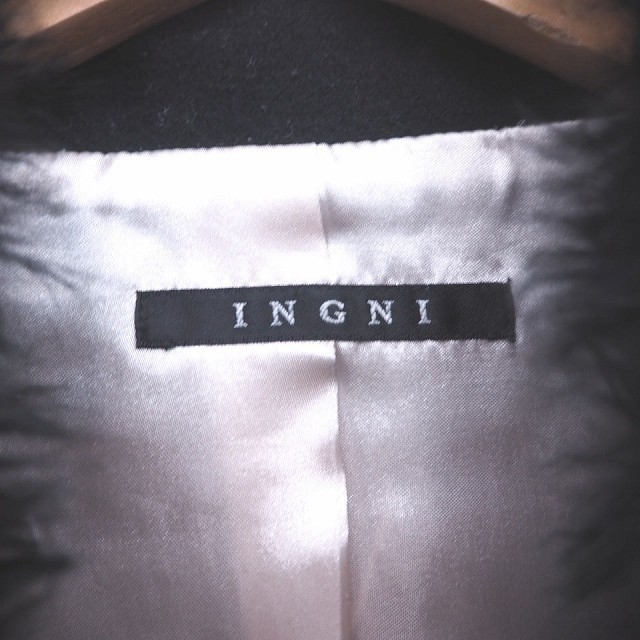  крыло INGNI пальто внешний длинный мех шерсть одноцветный простой M черный чёрный /KT37 женский 