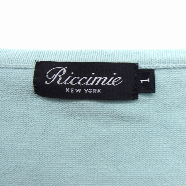 リッチミー Riccimie ニット セーター ビジュー ビーズ装飾 ボートネック 半袖 綿混 1 ミントグリーン /FT33 レディース_画像3