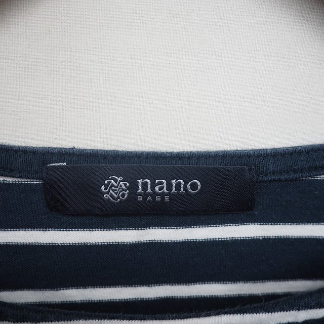 ナノユニバース nano universe NANO BASE Tシャツ カットソー ボーダー ボートネック 半袖 F ネイビー ホワイト 紺 白 /TT12_画像3