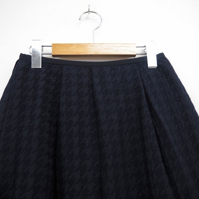  M z select m*s select pleated skirt knee height thousand bird pattern wool .34 navy navy blue /MT11 lady's 