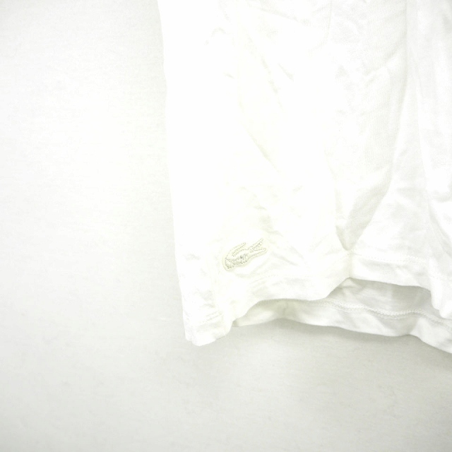 ラコステ LACOSTE 国内正規品 Tシャツ カットソー 無地 ロゴ刺繍 Vネック 半袖 コットン 綿 シンプル 34 ホワイト 白 /MT レディース_画像5