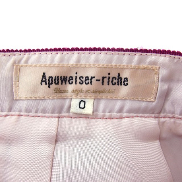 アプワイザーリッシェ Apuweiser-riche 花柄 タイト ミニ タック スカート 0 ピンク パープル 紫 /FT14 レディース_画像3