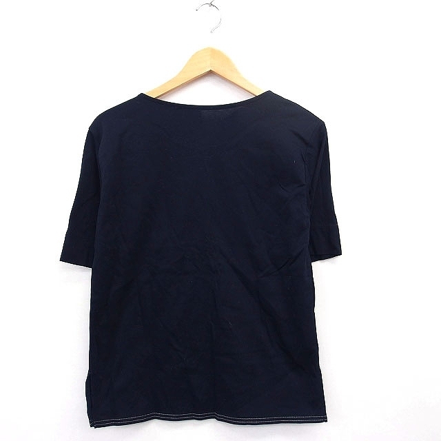 te milk s Beams Demi-Luxe BEAMS T-shirt cut and sewn plain simple 7 minute sleeve cotton cotton navy navy blue /MT34 lady's 