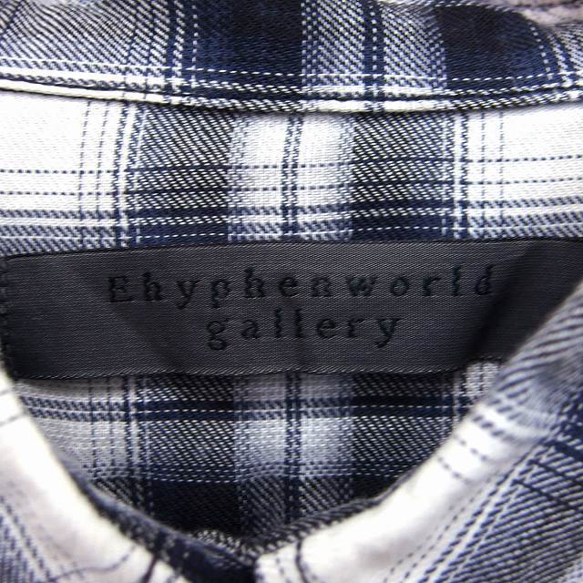  E hyphen world gallery E HYPHEN WORLD GALLERY check pattern shirt blouse long sleeve long tail black ash /HT7 lady's 