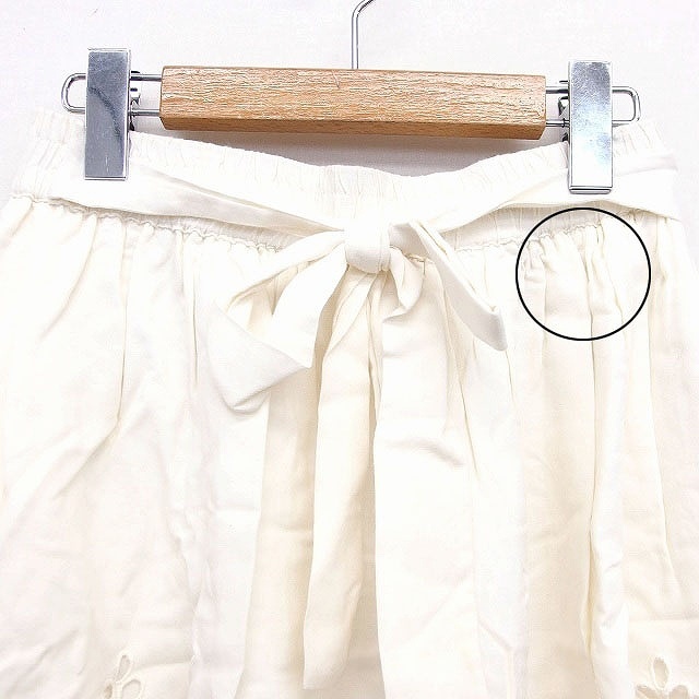  La Totalite La TOTALITE flair skirt knees height cotton cotton ribbon embroidery ivory white /HT5 lady's 