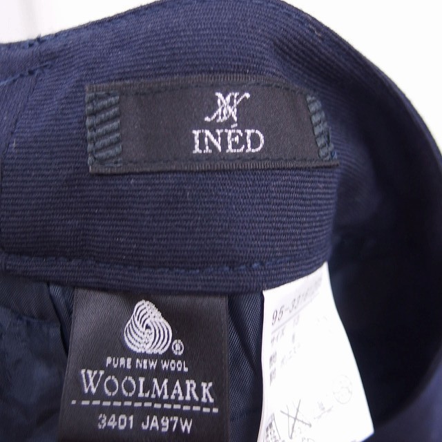  Ined INED pants slacks bottoms wool plain simple 13 navy navy blue /KT27 lady's 