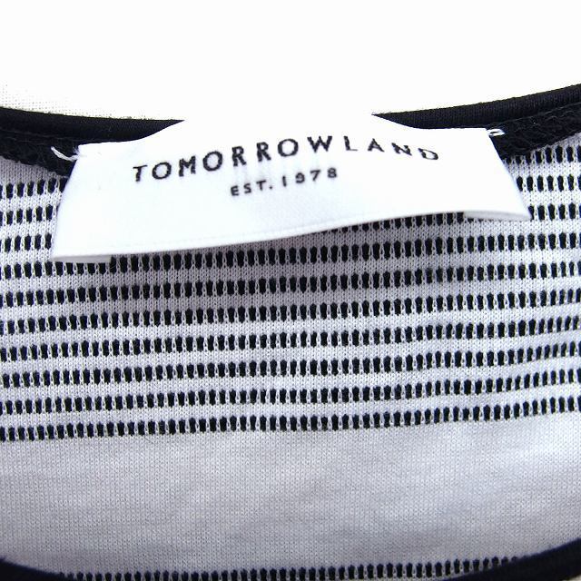 トゥモローランド TOMORROWLAND カットソー Tシャツ ボーダー柄 丸首 五分袖 コットン 綿 S ホワイト 白 /FT47 レディース_画像3