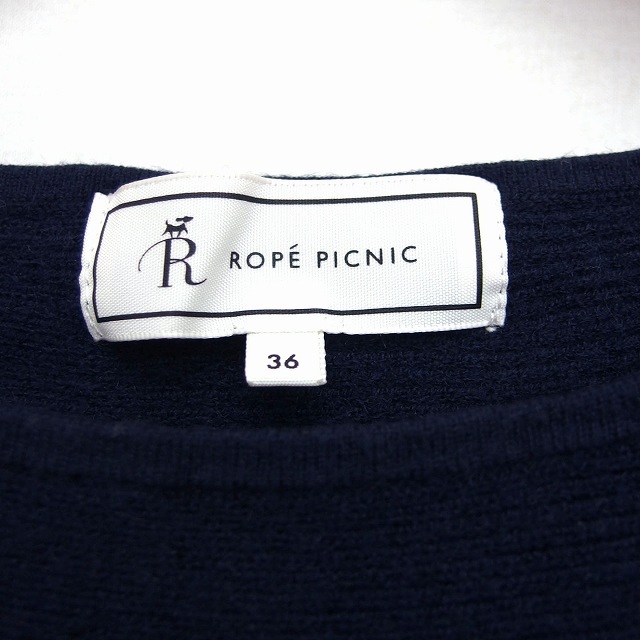 ロペピクニック ROPE Picnic ニット セーター 長袖 丸首 無地 シンプル 36 ネイビー 紺 /KT10 レディース_画像3
