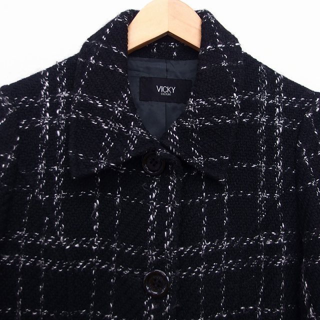  Vicky VICKY turn-down collar midi height coat wool . Anne gola. total pattern 2 black black /HT2 lady's 