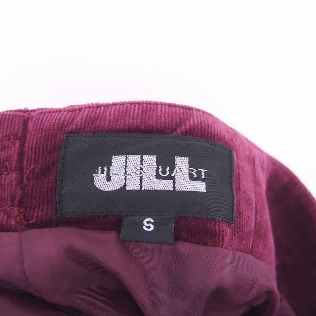 ジルスチュアート JILL STUART 台形 スカート ミニ コーデュロイ バックジップ 綿 コットン S 赤紫 ワインレッド /TT4 レディース_画像3