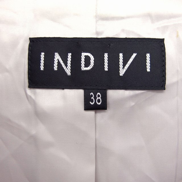 インディヴィ INDIVI テーラード ジャケット アウター 無地 シンプル 38 グレージュ /FT41 レディース_画像3