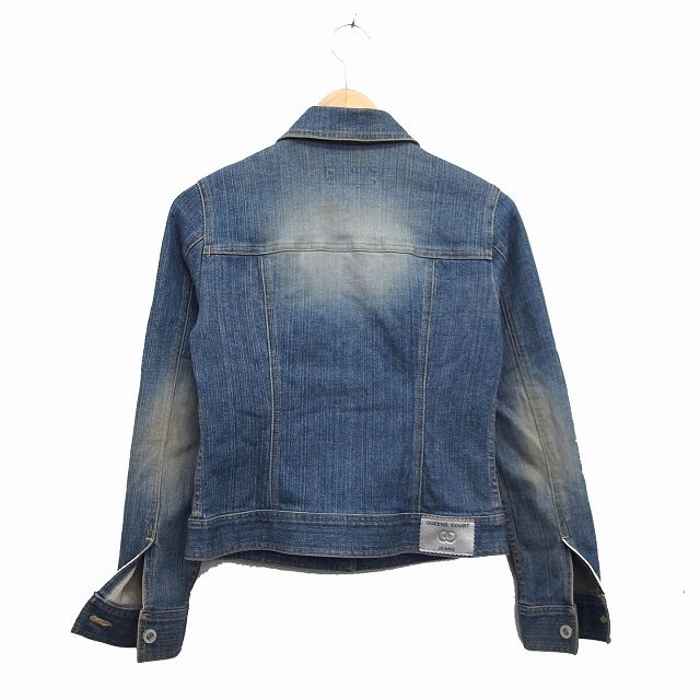  Queens Court QUEENS COURT jacket denim jacket G Jean woshu processing 2 indigo blue /KT4 lady's 