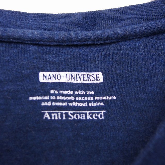 ナノユニバース nano universe カットソー Tシャツ Vネック 半袖 コットン M ネイビー 紺 /KT30 レディース_画像3