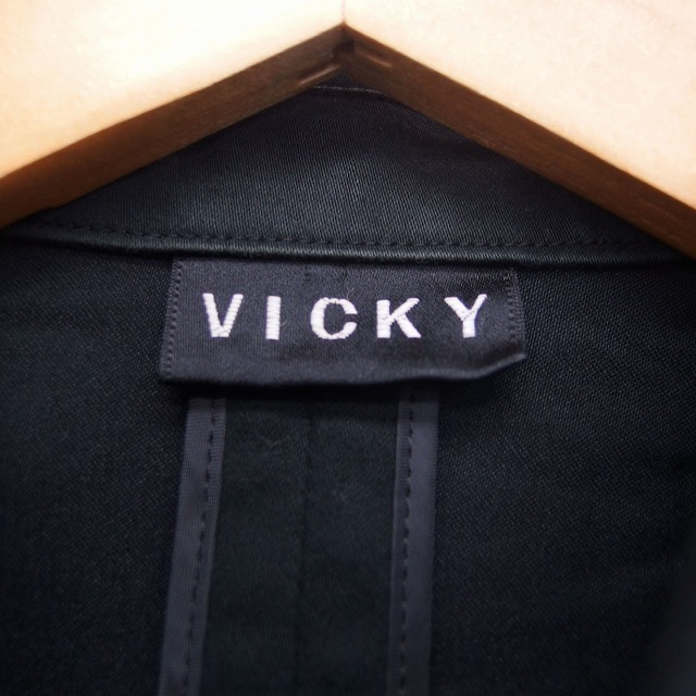 ビッキー VICKY ジャケット アウター ステンカラー コットン シンプル 2 ブラック 黒 /KT9 レディース_画像3