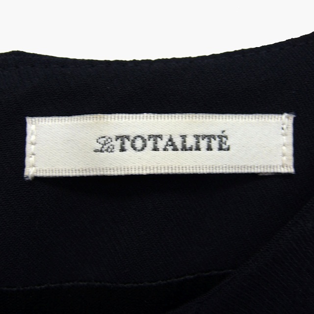  La Totalite La TOTALITE One-piece flair long ound-necked 7 minute sleeve plain simple tuck black black /HT33 lady's 