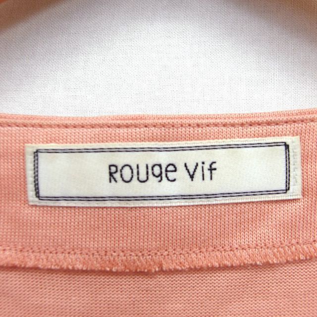 ルージュヴィフ Rouge vif Tシャツ カットソー サブリナネック 七分袖 無地 シンプル サーモンピンク /HT8 レディース_画像3