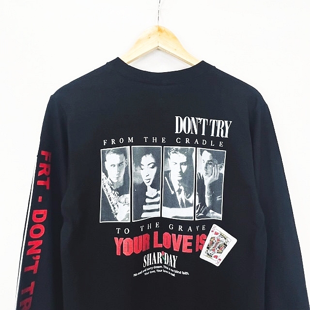 FIRSTRUST LOVE IS KING SHAR-DAY L/S TEE プリント ロングスリーブ Tシャツ カットソー 長袖 黒 ブラック S メンズ_画像6