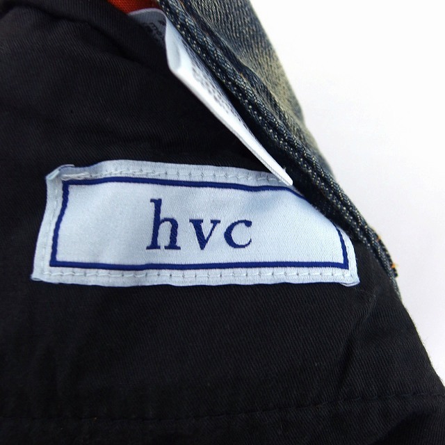 エイチブイシー hvc ジーンズ デニム パンツ コットン ウォッシュ加工 プリント 英字 S ネイビー 紺 /HT34 メンズ_画像3