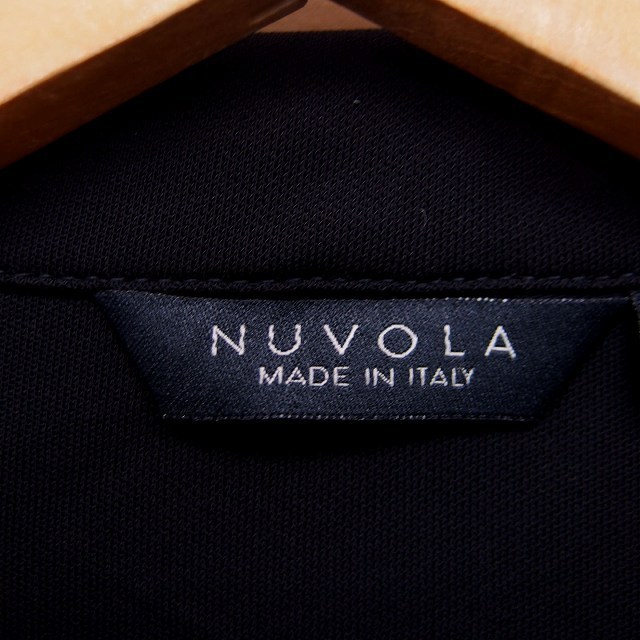 ヌボラ NUVOLA テーラード ジャケット 七分袖 薄手 シングル 無地 ビジュー装飾 42 ブラック 黒 /HT26 レディース_画像3