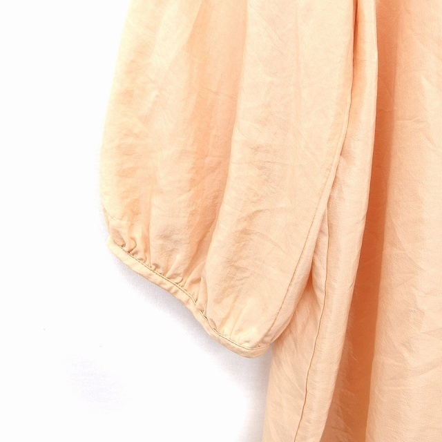 ティアラ Tiara レース シャツ ブラウス 七分袖 丸首 透け感 ライトベージュ /FT1 レディース_画像6